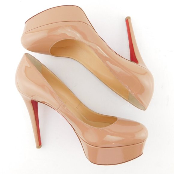 CHRISTIAN LOUBOUTIN Nude Platform Heel Pumps 38.5 - Picture 5 of 8